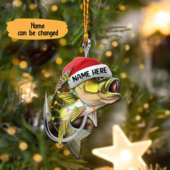 Maxcorners Personalized Fishing Bass Fish Christmas Ornament, Fishing Ornament Gift, Fishmas Christmas 2D Ornament