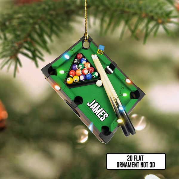 Maxcorners Personalized Billiard Christmas Ornament, Custom Billiard Table Ornament, Pool Ball Racked Ornament, Gifts For Billiard Player