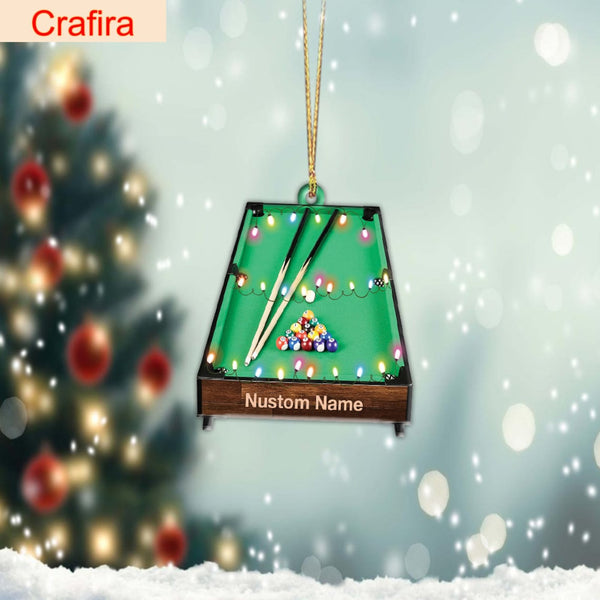 Maxcorners Personalized Billiard Table Game Christmas Hanging Ornament, Pool Table Flat Ornament Decor