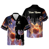 MaxCorners Bowling And Pins Strike Customized Name, Team Name 3D Hawaiian Shirt