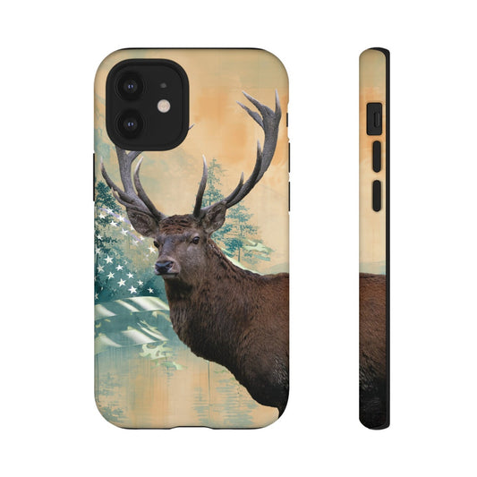 Maxcorners Hunting Elk iPhone Case: Wildlife Phone Cover for Nature Lovers
 Full Wrap Phone Case LM1012