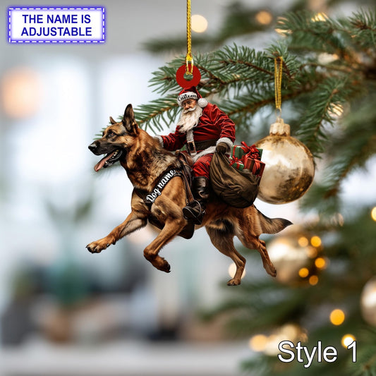Maxcorners Santa Riding German Shepherd Christmas Ornament â€“ Funny Dog Lover Tree Hanging Decoration, Holiday Pet Gift, Custom German Shepherd Ornament
2D Flat LM2511