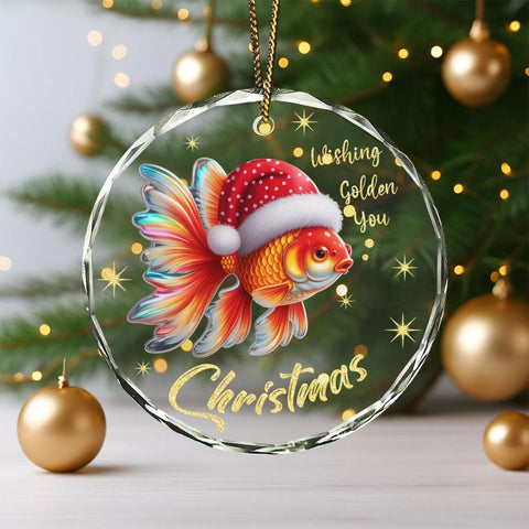 Maxcorners Goldfish Glass Ornament Christmas 2025, Cute Fish in Santa Hat, Unique Holiday Acrylic Decoration, Lucky Charm Gift for Tree Lovers