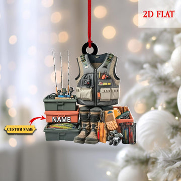 Maxcorners Custom Name Fisherman Christmas Acrylic Ornament, Fishing Ornament, Christmas Tree Decor
