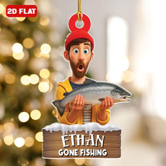 Maxcorners Custom Photo Fishing Ornament Personalized Image Fisherman Ornament Fishing Lovers Gift Fisherman Ornament Reel Cool Grandpa Papa Anglers