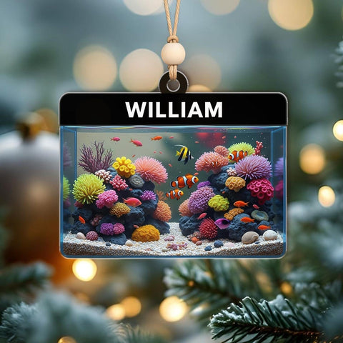 Maxcorners Personalized Reef Tank Christmas Ornament, Custom Fish Tank Xmas Tree Decor, Gift for Aquarium Owners, Marine Life Lovers & Fish Enthusiasts
