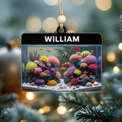 Maxcorners Personalized Reef Tank Christmas Ornament, Custom Fish Tank Xmas Tree Decor, Gift for Aquarium Owners, Marine Life Lovers & Fish Enthusiasts