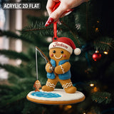 Maxcorners Personalized 2D Gingerbread Fishing Ornament, Fishing Christmas Ornament, First Catch Keepsake, Fisherman Acrylic Ornament, Fisherman Gifts