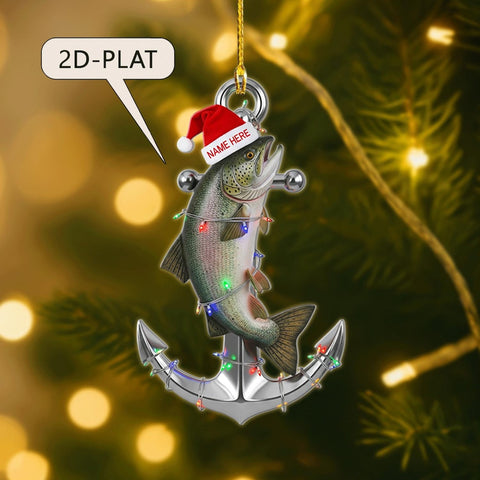 Maxcorners Personalized Salmon Fish Christmas Ornaments, Fishing Christmas Ornament, Xmas Fish Christmas Tree Decorations, Fishing Life Xmas Decor