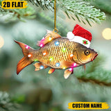 Maxcorners Funny Personalized Christmas Fish Ornament, Custom Name Fishing Enthusiast Holiday Decor Gift