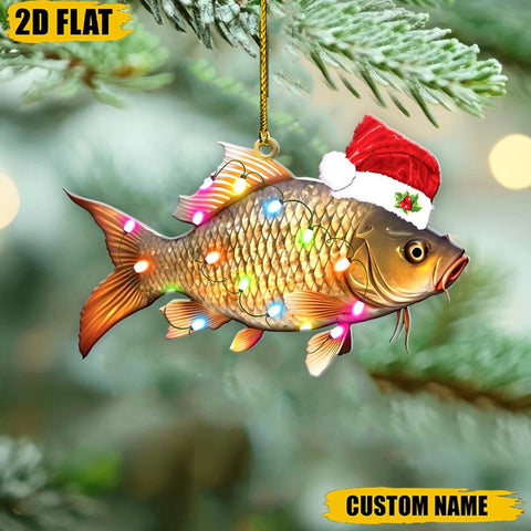 Maxcorners Funny Personalized Christmas Fish Ornament, Custom Name Fishing Enthusiast Holiday Decor Gift