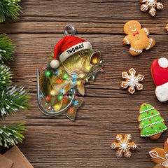 Maxcorners Personalized Fishing Bass Fish Christmas 2D Flat Acrylic Ornament 2025, Fishing Ornament Gift 2025, Fishmas Christmas 2D Flat Ornament