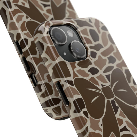 Maxcorners Old School Camo Tough Phone Case with Coquette Bow, Hunting Gifts, Accessories, Impact Resistant
 Full Wrap Phone Case LM0812