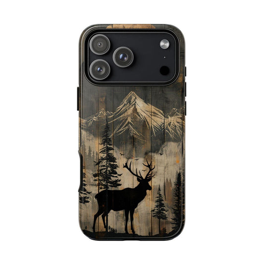 Maxcorners Hunting Deer Stag Buck Wilderness Wood Painting Full Wrap Phone Case LM1012