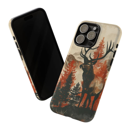 Maxcorners Hunting Stag Deer Buck Ink Forest  Full Wrap Phone Case LM1012