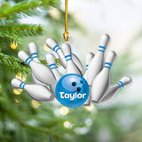 Maxcorners Personalized Bowling Strike Christmas Ornament Custom Name Bowling Team Gift Bowling Ornament Christmas Tree Decor Bowler Gift Bowling & Pin
 LM1111