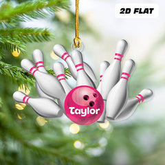 Maxcorners Personalized Bowling Strike Christmas Ornament Custom Name Bowling Team Gift Bowling Ornament Christmas Tree Decor Bowler Gift Bowling & Pin
 LM1111
