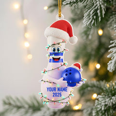 Maxcorners Personalized Bowling Ornament | Custom Name Christmas Decoration 2025 | Funny Sports Gift | Bowler Holiday Keepsake, 2D flat ornament
 LM1111