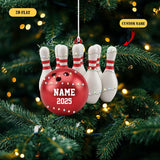 Maxcorners Personalized Bowling 2D Flat Ornament 2025, Custom Name Christmas Ornament, Bowling Ball and Pins Decor, Gift for Bowler or Bowling Team
 LM1111