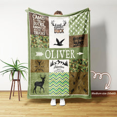 Maxcorners Personalized Hunting Blanket, Hunting Baby Blanket, Personalized Hunting Theme Baby Blanket, Custom Name Camo Blanket, Woodland Baby Blanket LM1611