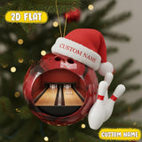 Maxcorners Custom Name Bowling Christmas Ornament, Personalized Bowling Ball with Santa Hat 2D Flat Acrylic Decor, Gift for Bowlers & Strike Lovers LM1111