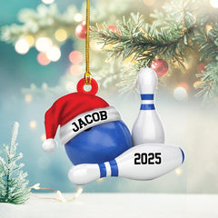Maxcorners Personalized Bowling Ornament: Custom Name and Year, Wood or Acrylic
 LM1111