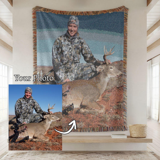 Maxcorners Personalized Hunting Blanket, Custom Photo Gifts for Hunter, Throw or Tapestry for Christmas
 LM1611
