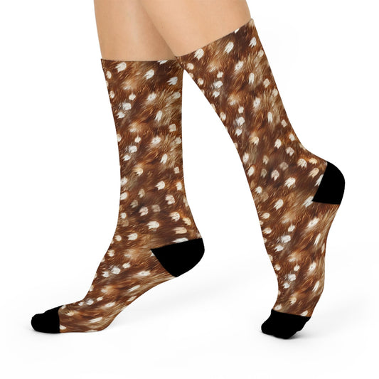 Maxcorners Baby Deer Print Crew Socks, Wildlife Animal Design LM2611