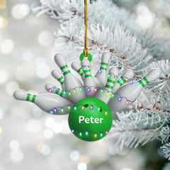 Maxcorners Custom Name Bowling Strike Ornament, 2D Flat Bowling Ornament, Christmas Tree Hanging, Gift for Bowlers, Bowling Lover Holiday Ornament
 LM1111