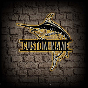 Maxcorners Custom Marlin Fishing Metal Sign, ,Marlin Fish Wall Art
