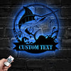 Maxcorners Custom Marlin Fishing Metal Sign Fish Wall Art With LED Light