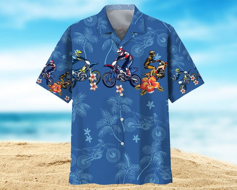 Maxcorner Floral Palm Tree Motocross Hawaiian Shirt