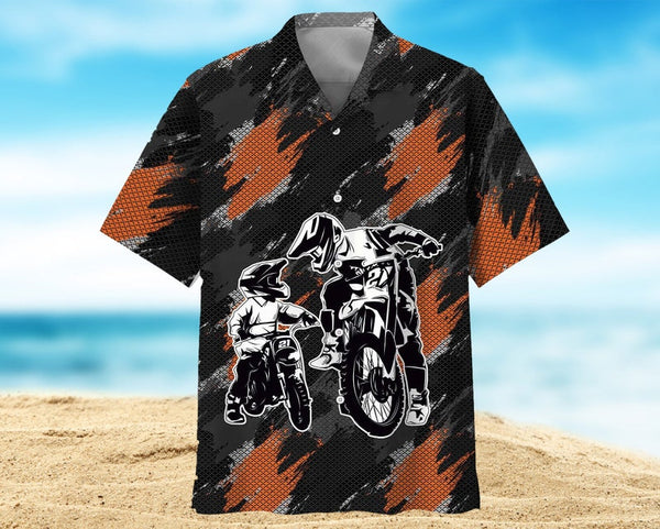 Maxcorner Dad and Son Riding Motocross Hawaiian Shirt