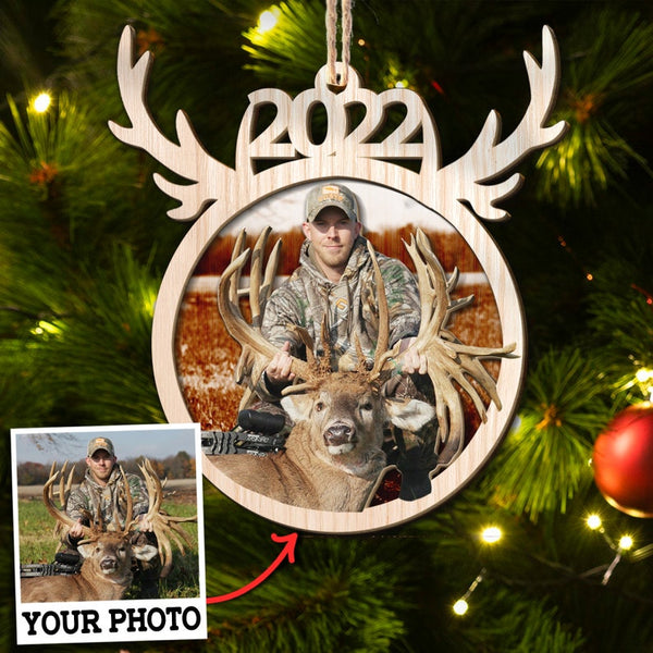 Maxcorners Custom Photo Christmas Hunting Ornament Gift for Deer Hunting Lovers