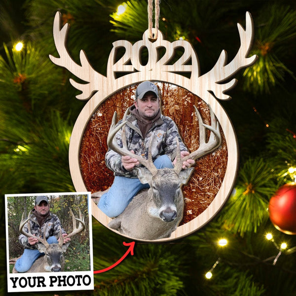 Maxcorners Custom Photo Christmas Hunting Ornament Gift for Deer Hunting Lovers