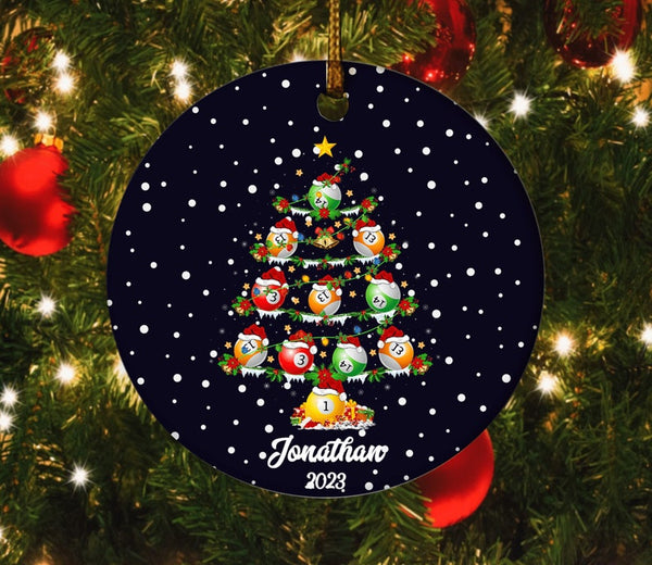 Maxcorners Billiard Christmas Ornament, Billiard Cue Flat Hanging Ornament Decor