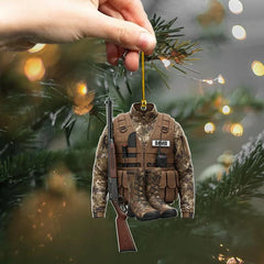 Maxcorners Personalized Tactical Camo Vest with Rifle And Boots Christmas 3D Ornament, Custom Holiday Tree Decor, Perfect Gift for Hunter