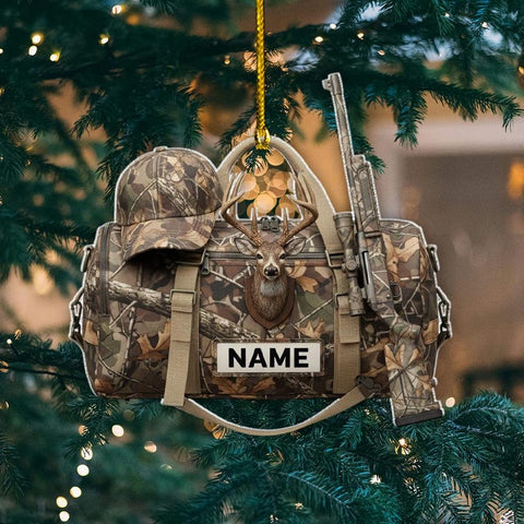 Maxcorners Personalized Hunting Bag Christmas Ornament 2025, Custom Hunter Vest Acrylic Xmas Tree Decor, Gift for Hunters, Outdoor Lovers Keepsake