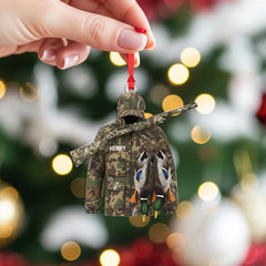 Maxcorners Personalized Camo Hunter Coat with Rifle And Ducks Christmas 3D Ornament, Custom Holiday Tree Decor, Perfect Gift for Hunter