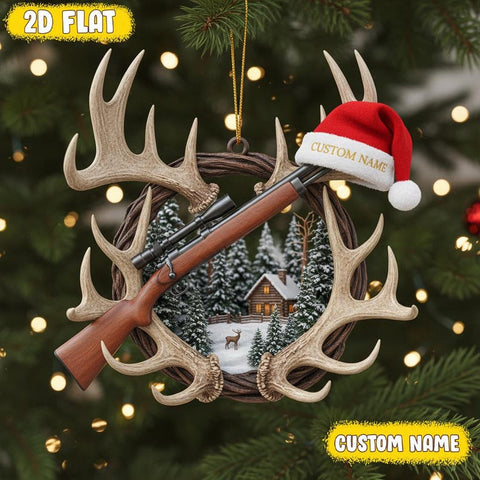 Maxcorners Personalized Hunting Christmas Ornament, Gift For Hunting Lover, Hunting Keepsake, Hunting Gift, Hunting Decor, Hunting 2D Flat Ornament