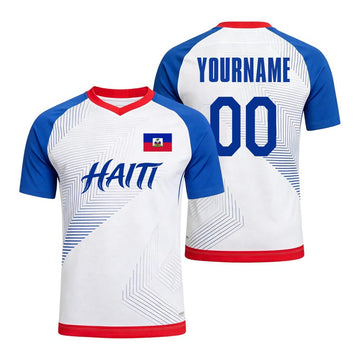 Maxcorners Personalized Haiti Soccer Graphic Jersey 3D Football Fan Apparel Custom Name Number