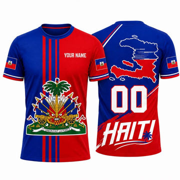 Maxcorners Haiti Soccer Inspired Personalized Shirt 3D Football Jersey For Men Women And Kids