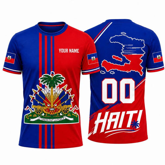 Maxcorners Haiti Soccer Inspired Personalized Shirt 3D Football Jersey For Men Women And Kids