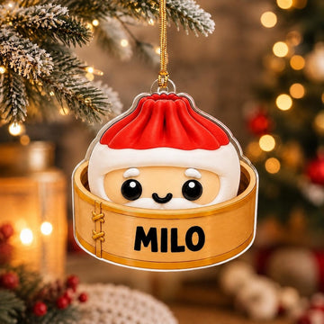 Maxcorners Dumpling Ornament Cute Ninja Mascot Character Bamboo Steamer Basket Tree Hanging Personalized Christmas Decor