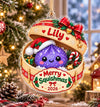 Maxcorners Dumpling Ornament Cute Squishmas Character Santa Hat Bamboo Steamer Basket Candy Cane Gift Personalized Christmas Decor