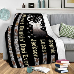 Maxcorners Personalized Hunting Dad Blanket, Best Buckin' Dad Ever Blanket, Custom Soft Sherpa Fleece Throw Blankets, Gift for Dad, Father's Day Gift LM1711