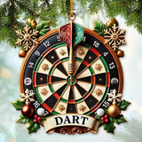 Maxcorners Custom Name Dart Ornament, Christmas Gift for Dart Player