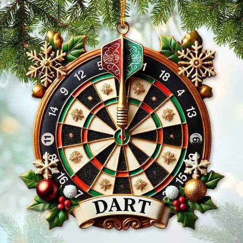 Maxcorners Custom Name Dart Ornament, Christmas Gift for Dart Player