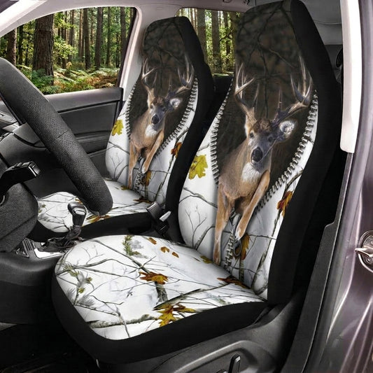 Maxcorners White Deer Hunting Winter Camo Car Seat Covers