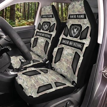 Maxcorners Hunting Tactical Armor Gray Personalized Name Car Seat Covers